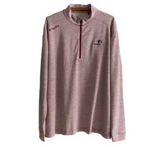 COLUMBIA One Eye Open Golf Shirt Omniwick 1/4 Zip Cranberry White 2XL/2TG